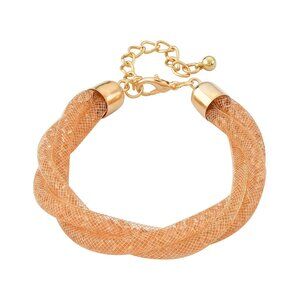 NWT Champagne‎ Color Austrian Crystal Twisted Double Row Bracelet Goldtone